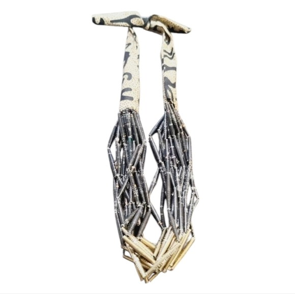 Vintage 80s 90s Chunky Multi Strand Beaded Leopard Statement Necklace - Picture 1 of 8